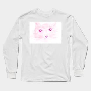 Watercolor, pink cat. Animal, pet Flower, art decoration, sketch. Illustration hand drawn modern Long Sleeve T-Shirt